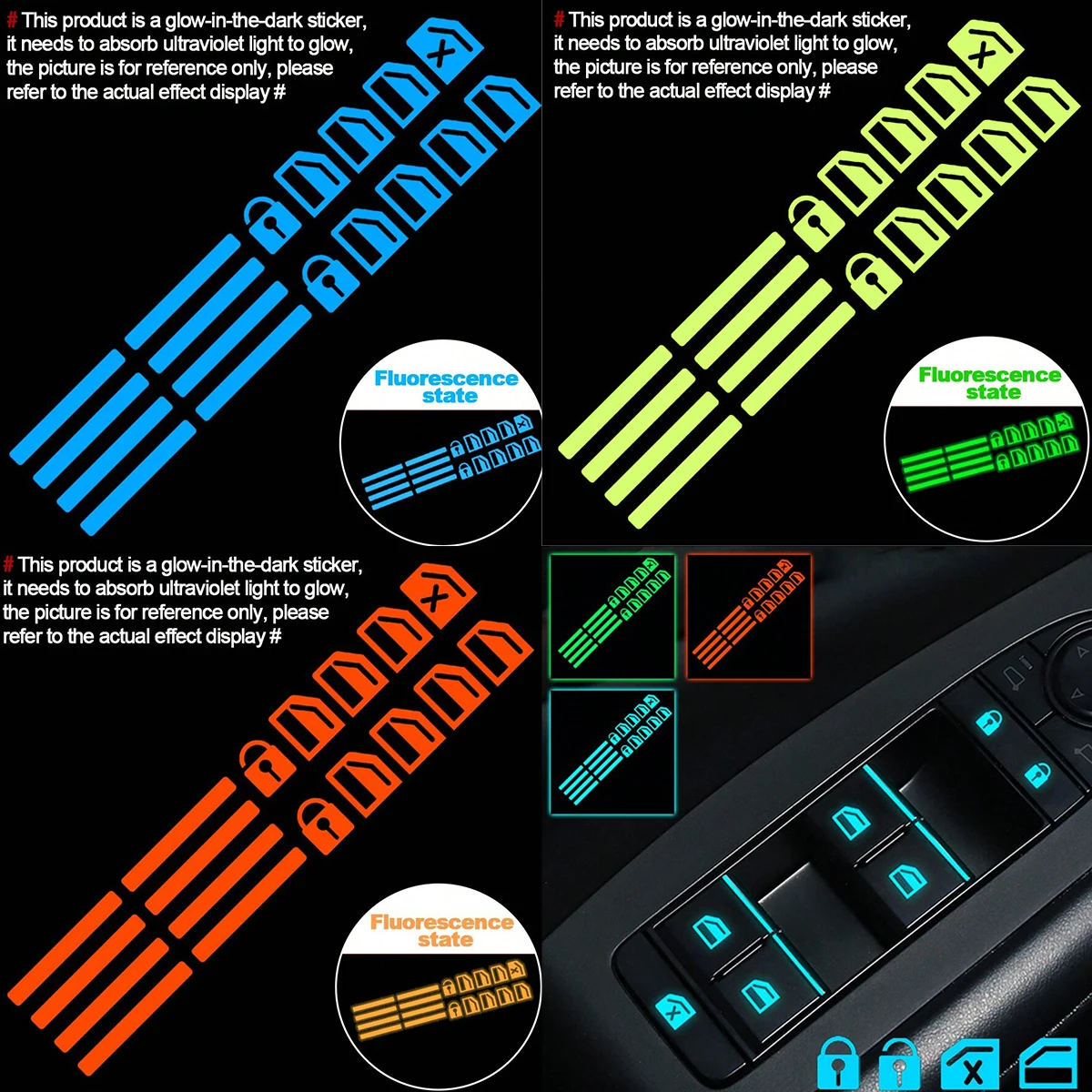 Car Accessories For Inside - 18pcs Car Window Control Button Luminous